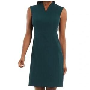 MM Lafleur Aditi Sheath Dress Size 0 Rainforest Green Stretch Sleeveless Career